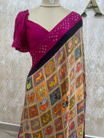 Gold n Pink Pure Modal Silk Kalamkari Print Saree 05