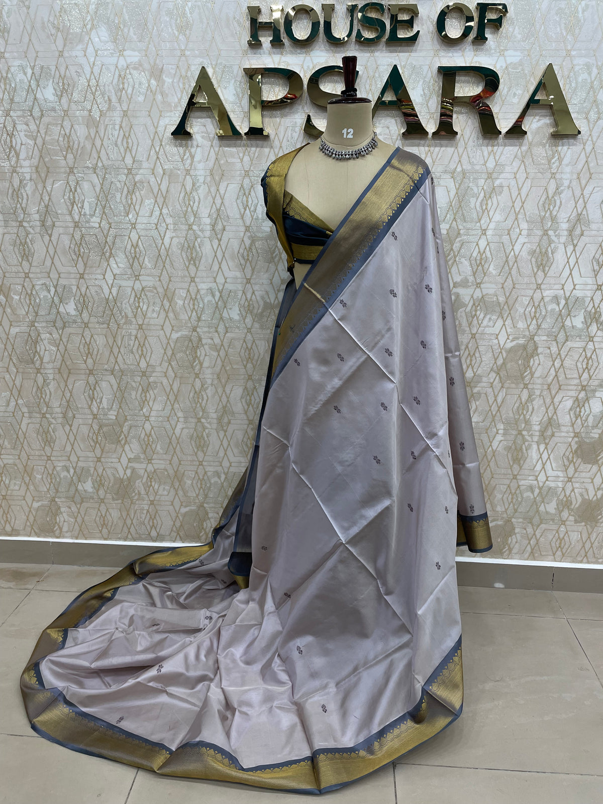 Grey Bamboo Silk Saree 48