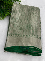 Silver n Green Pure Tissue Brocade Saree 11