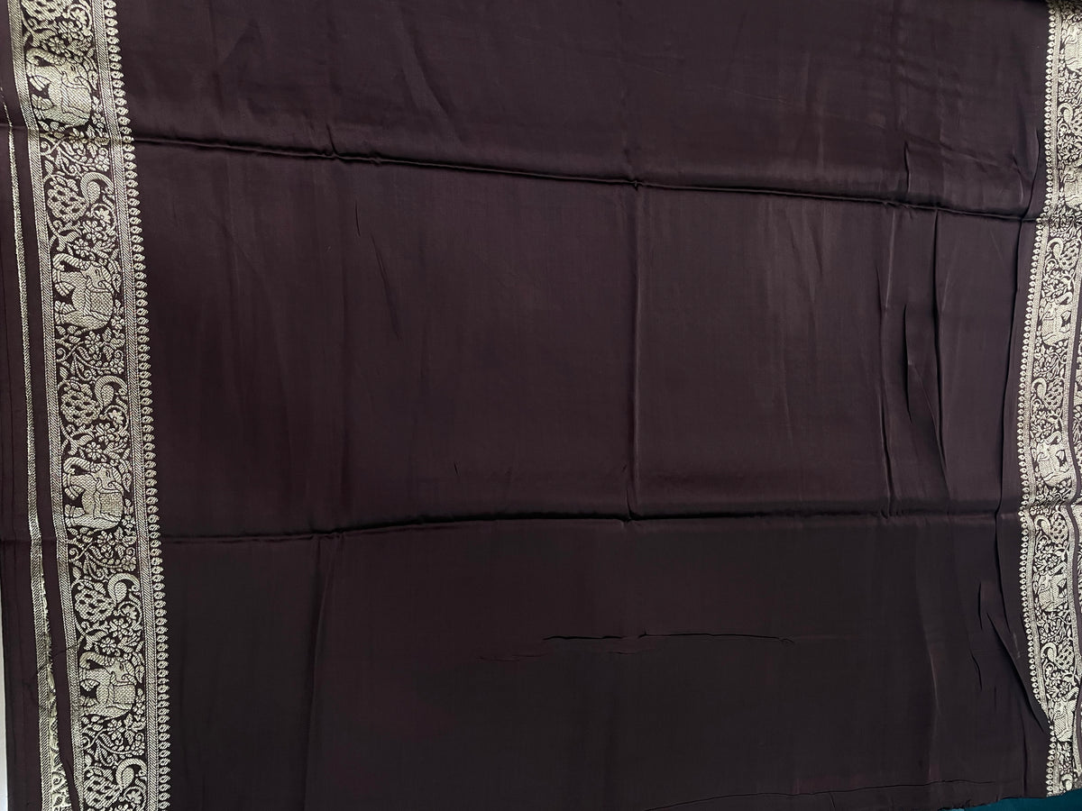 Brown Satin Mashru Silk Saree 07