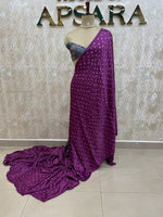 Wine Pure Modal Silk Bandhini With Mirror Saree 05