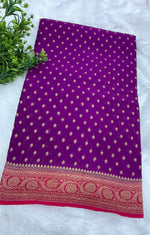 Purple n pink Pure Khadi Georgette Saree 04