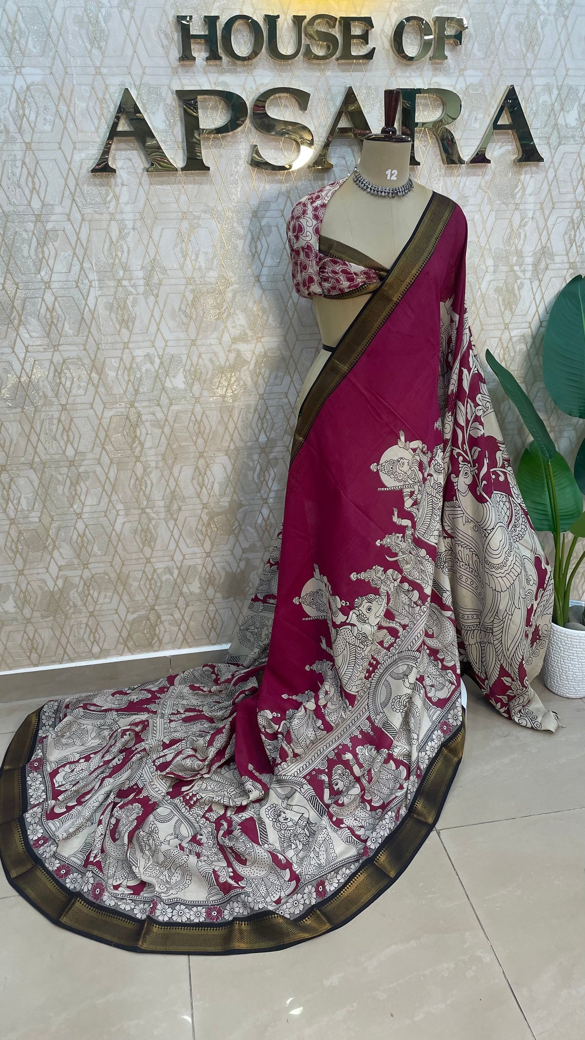 Pink Pen Kalamkari Saree 104
