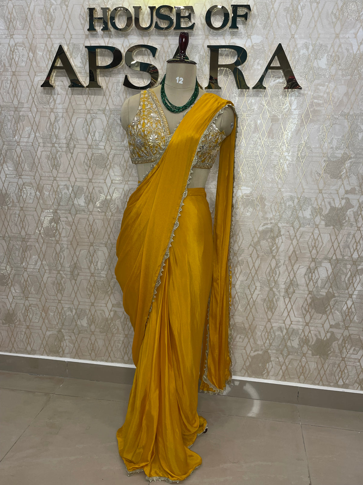 Yellow Handwork Stitched Blouse Read To Ware Saree 55