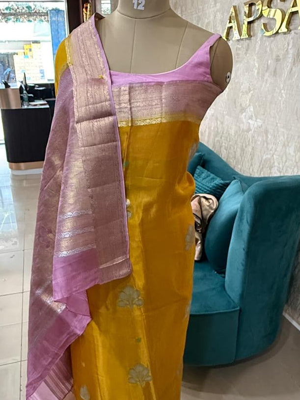 Yellow Dola Crepe Designer Saree 08