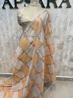 Orange Soft Tissue Embroidery Saree 64