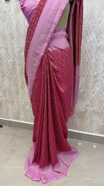 Cherry Pink Meenakari Khadi Georgette Saree 26