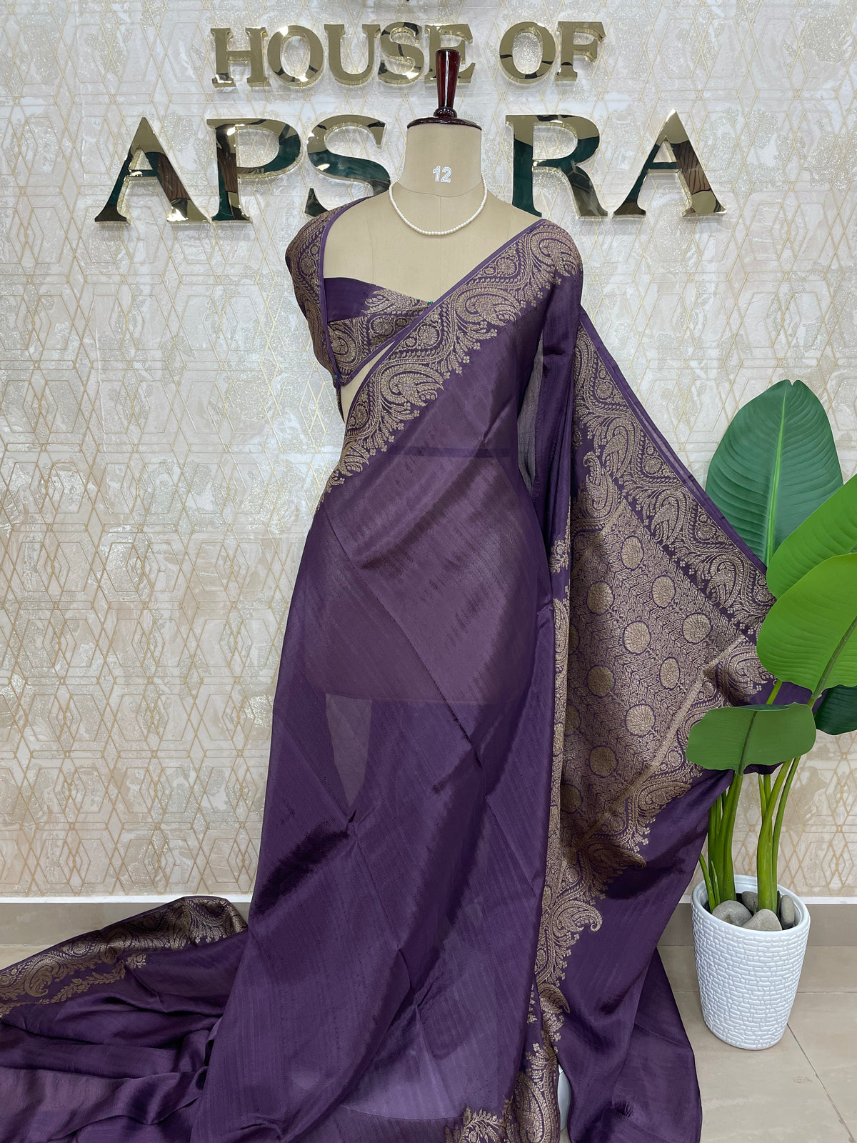 Purple Banarasi Tussar Georgette Saree 308