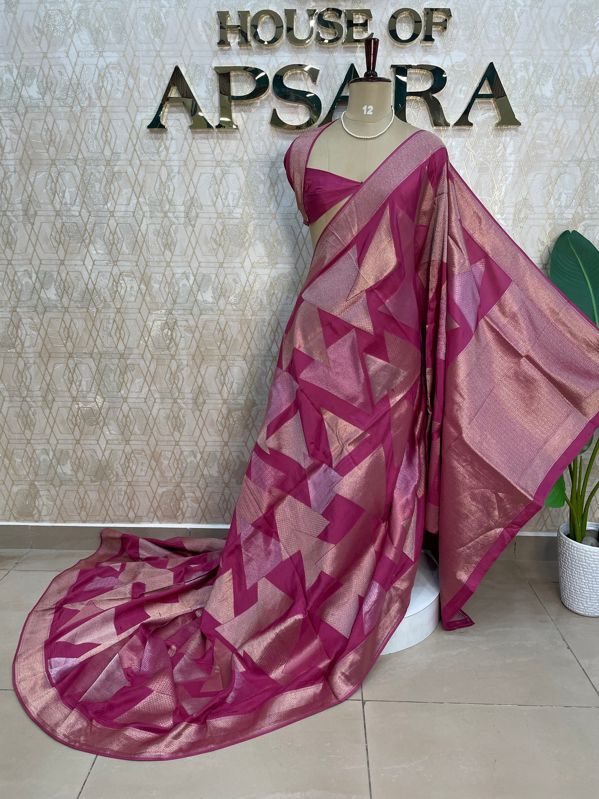 Pink Banarasi crepe saree 316