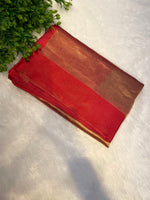 Gold n Red Pure Tissue Organza Saree 11