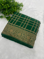 Green Pure Khadi Banarasi Crepe Saree self 06