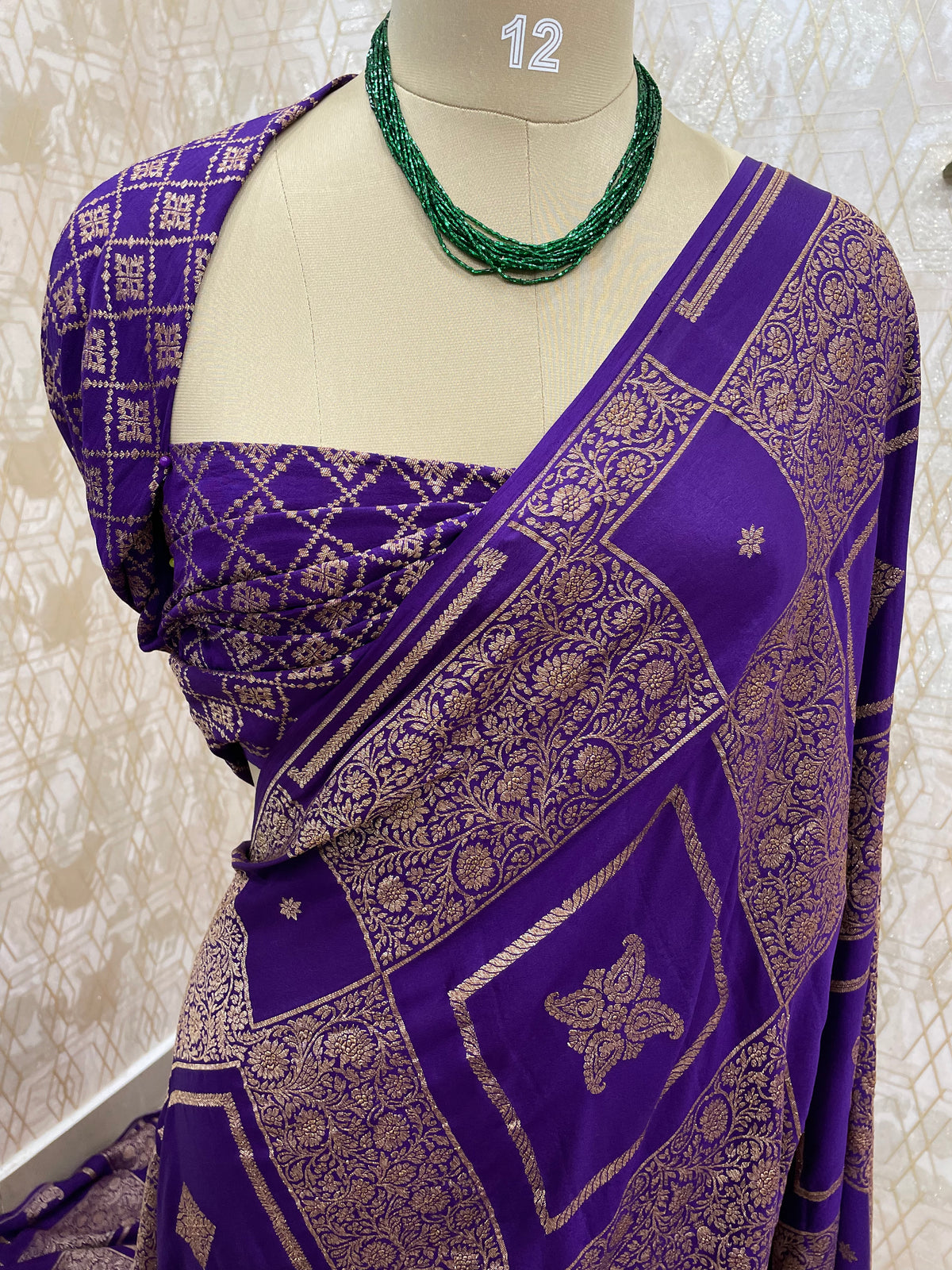 Purple Pure Banarasi Crepe Self Saree 03