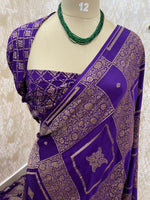 Purple Pure Banarasi Crepe Self Saree 03