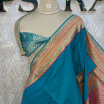 Blue Tussar pashmina saree 319