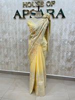 Yellow Tissue Floral Embroidery Saree 29
