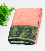Pink and Green Crush Tissue Saree