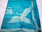Sky Blue Chinnon Crepe Flamingo Saree