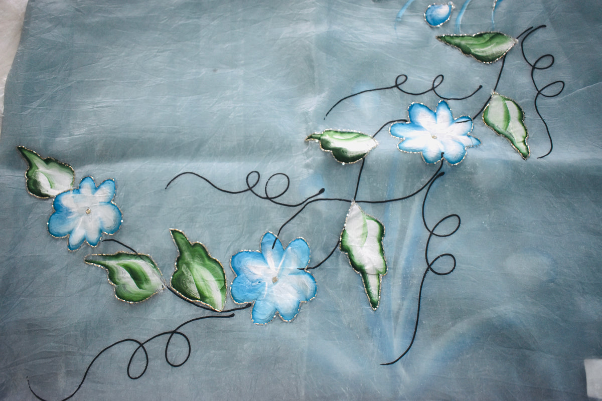 Pastel Blue Crush Tissue Hand Paint