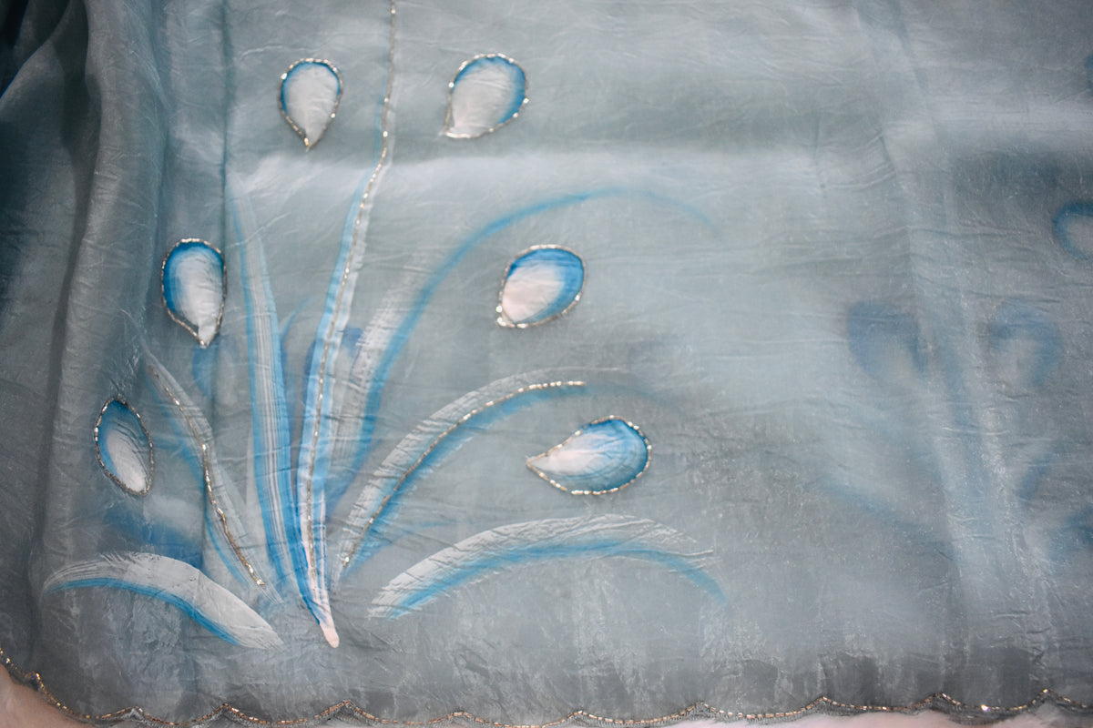 Pastel Blue Crush Tissue Hand Paint