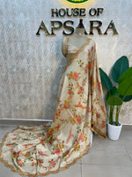 Cream Dola Crepe Silk Saree 25