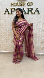 Maroon Pure Tissue Stripes Saree 11