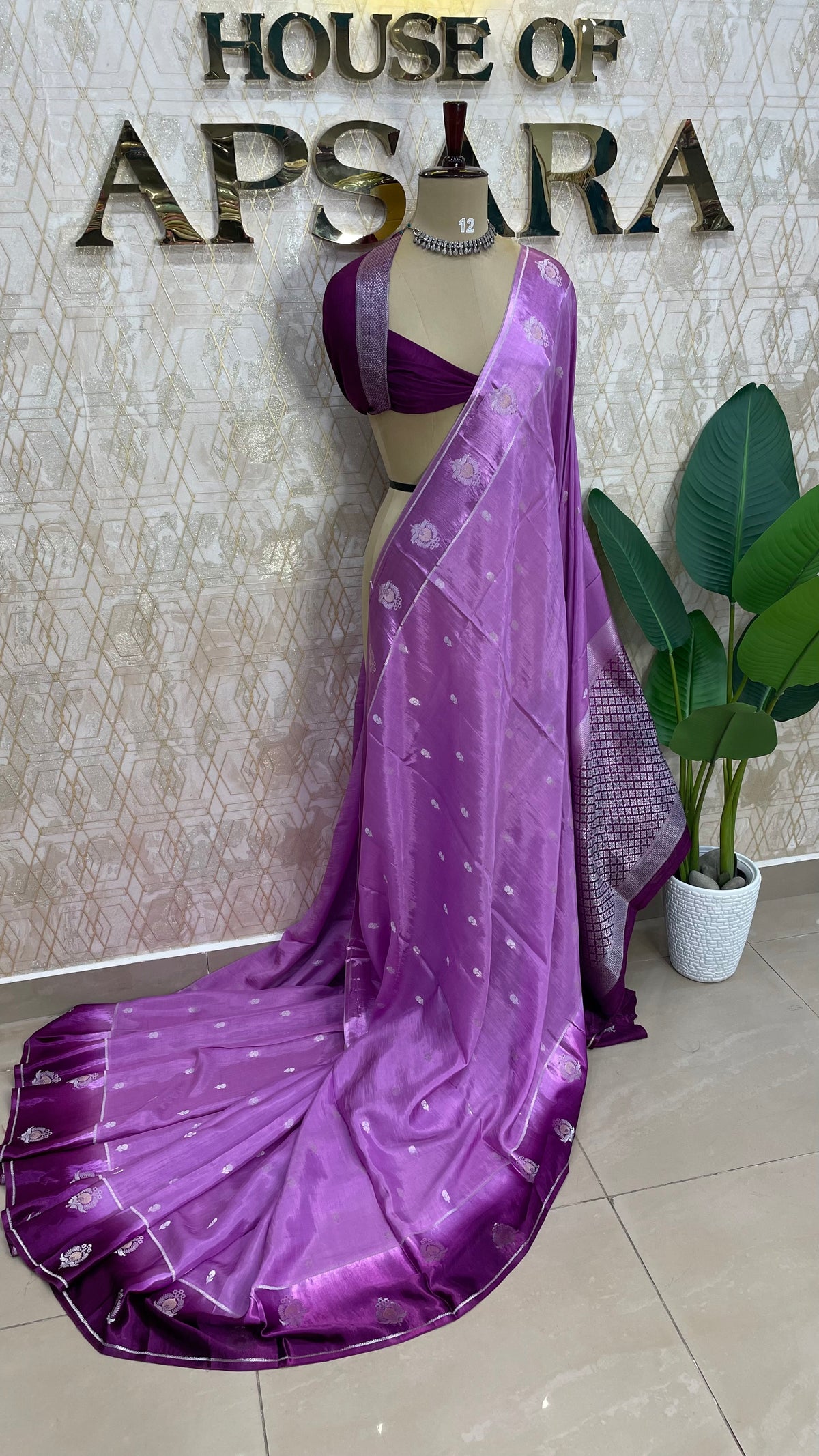 Purple Matka Silk with Satin Border Saree 14