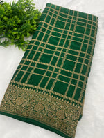 Green Pure Khadi Banarasi Crepe Saree self 06