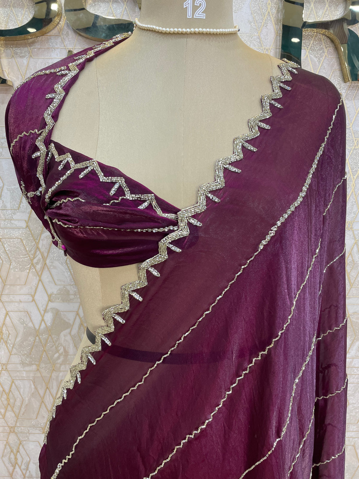 Wine Katdana Work Designer Saree 86
