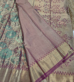 Green m Pink Semi Kanchi Tissue Saree 15