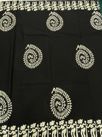 Black Pure Cotton Handblom Saree