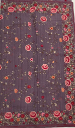 Purple Soft Tussur Petite Embroidery Saree 21
