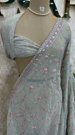 Sea Green Handwork Designer Partyware Saree 98