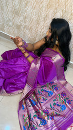Rani Pink Raw Silk Paithani Work Saree 71