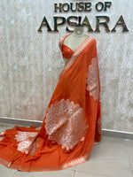 Orange Chiniya Crepe Saree 29