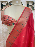 Red Raw Silk Paithani Work Saree 71