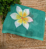 Sea Green Lenin Cotton Floral Print Saree 19