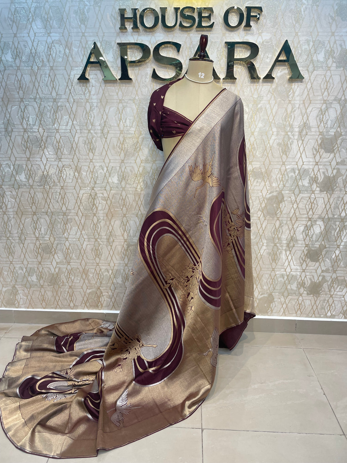 Wine Banarasi Soft Tissue Saree 30