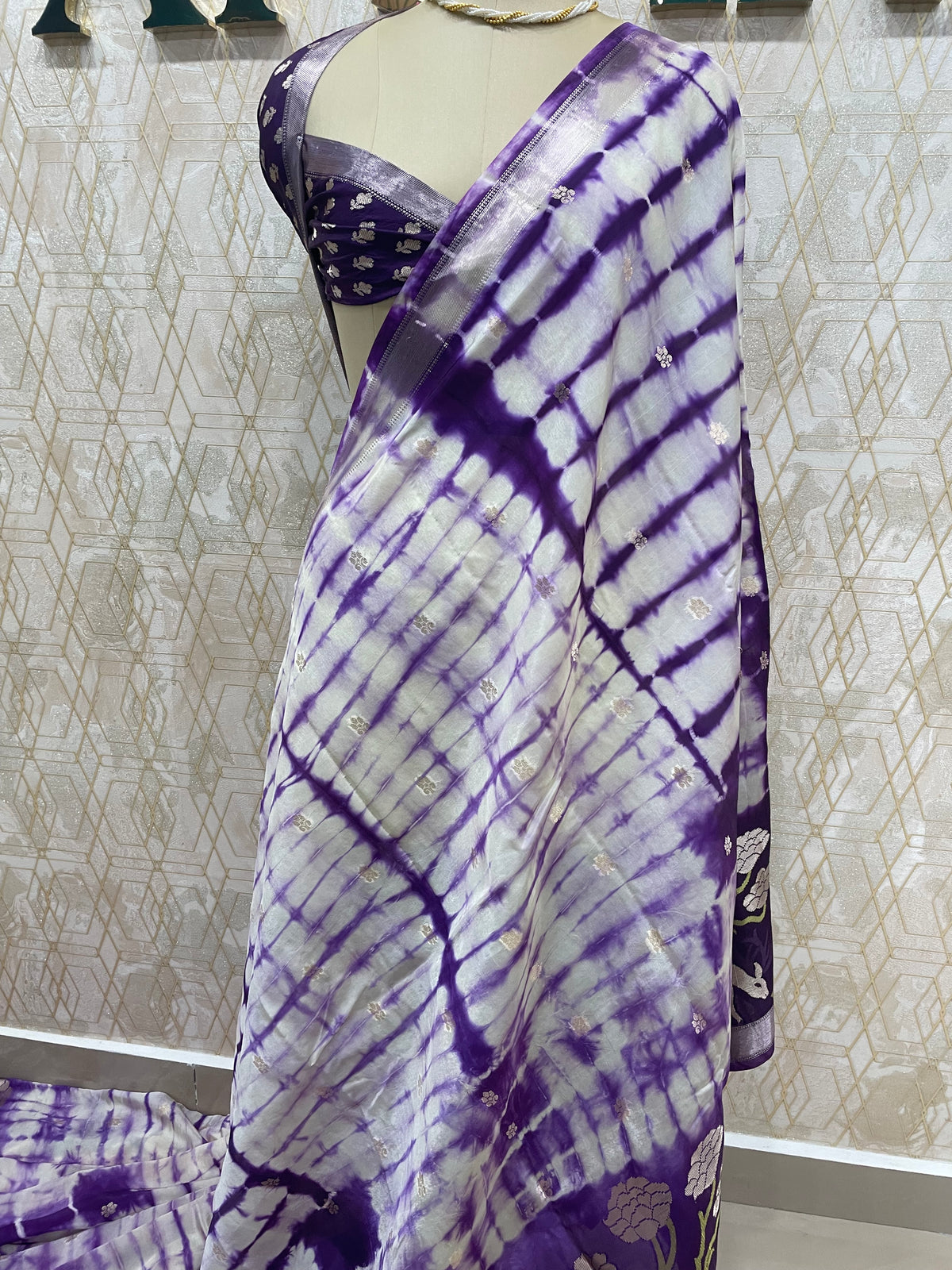 Purple Paper Silk Saree