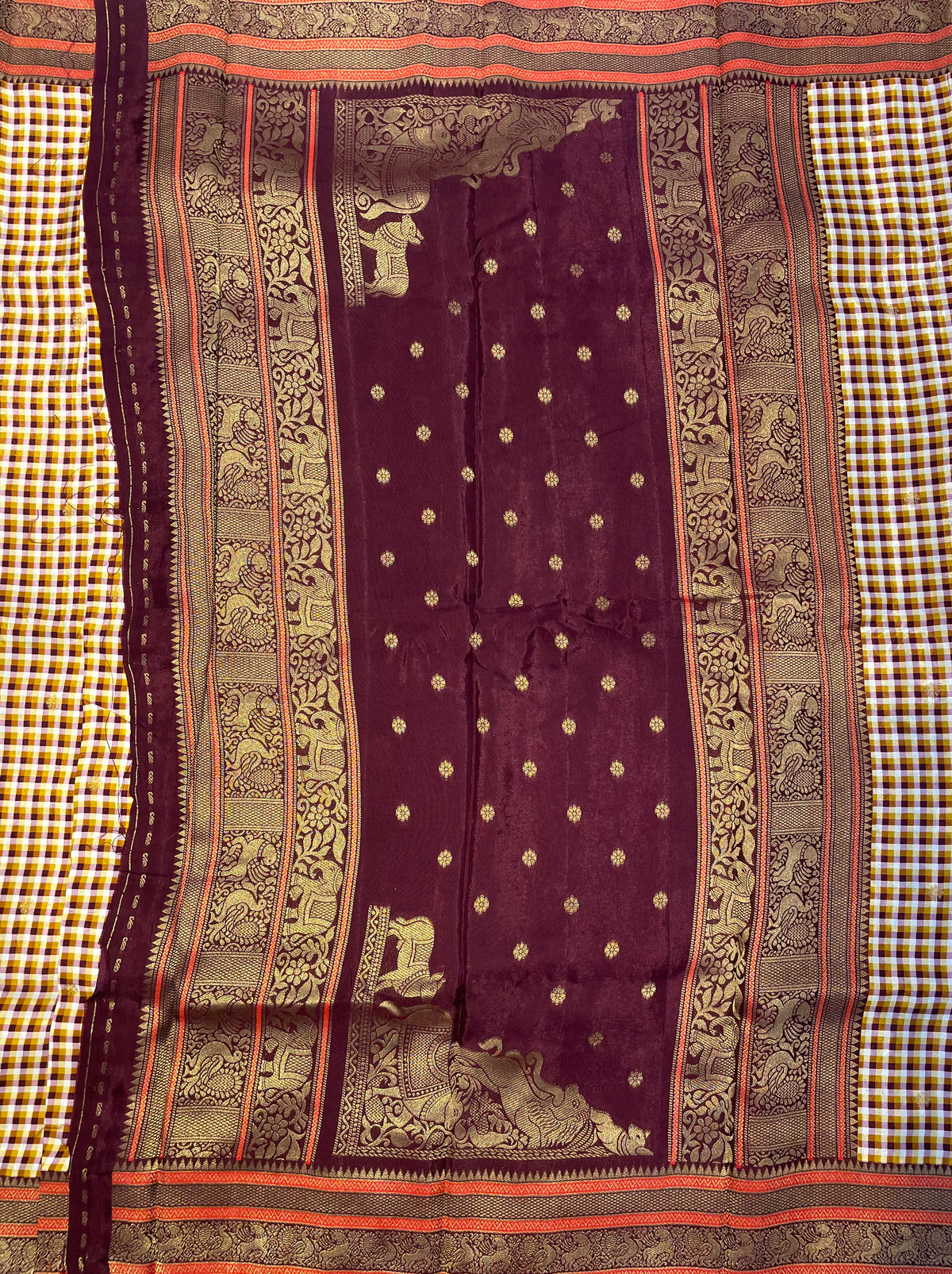 Yellow n Maroon Soft Silk Vintage Saree 300