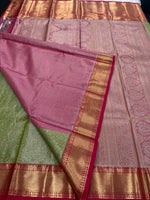 Green n Pink Brocade Semi Kanchi Tissue Saree