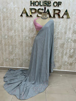 Grey Chinon Zari Embroidery Saree 44