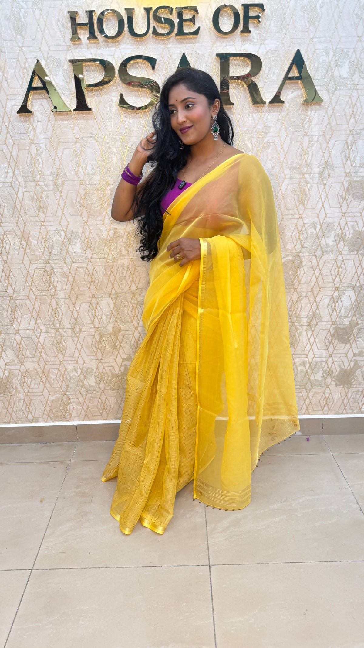 Yellow Tissue n Organza Fusion Saree 73