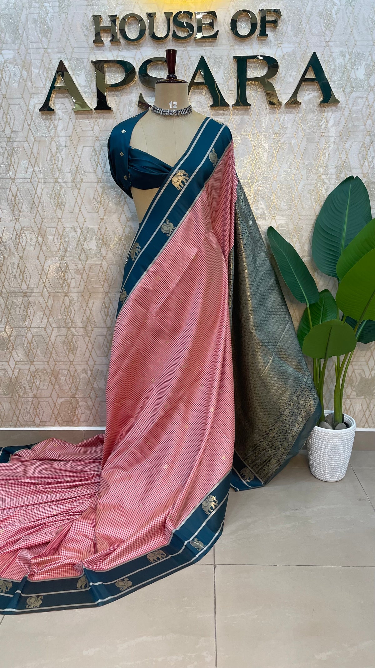 Pink n Green Semi Silk Saree 95