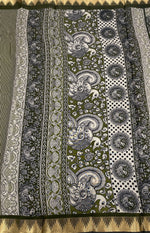 Mehendi Green n Black Pure Mangalgiri Cotton Silk Saree 13