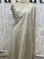 Cream Banarasi Soft Tussar Digital Print Saree