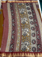 Mustard Yellow n Maroon Pure Mangalgiri Cotton Silk Saree 13