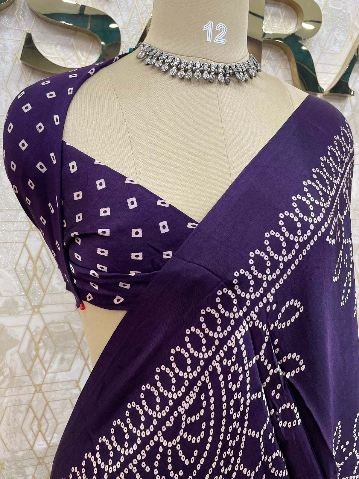 Purple Bandhini Semi Modal Silk Saree 42