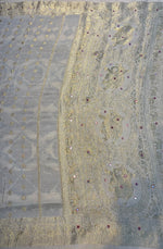 Cream Dola Silk Mirror Work Saree 18