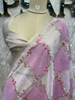 Pink Soft Tissue Embroidery Saree 64