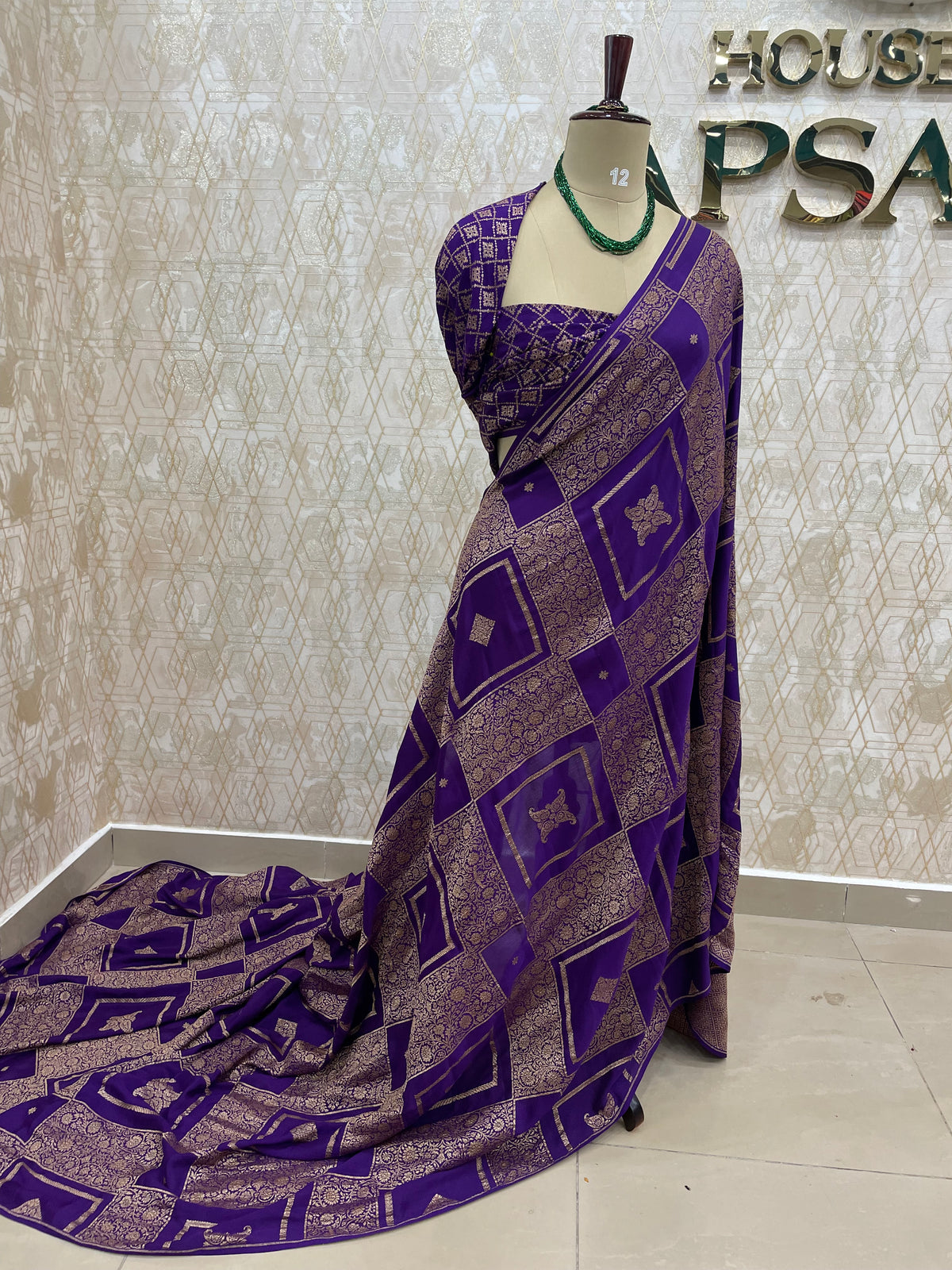 Purple Pure Banarasi Crepe Self Saree 03